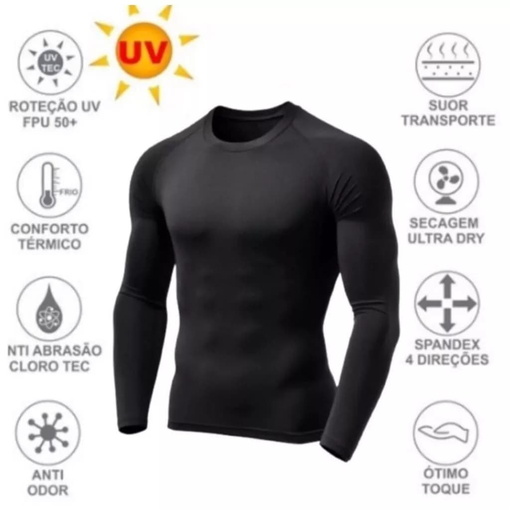 Camisa Térmica Masculina Segunda Pele Proteção Uv