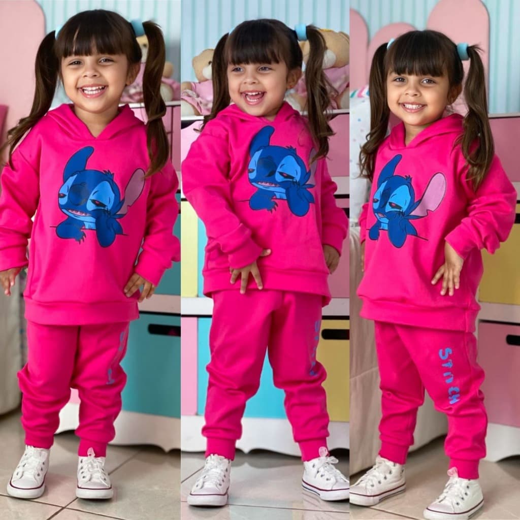Conjunto Infantil de Frio Agasalho de  Menina Inverno Stitch lançamento 2025