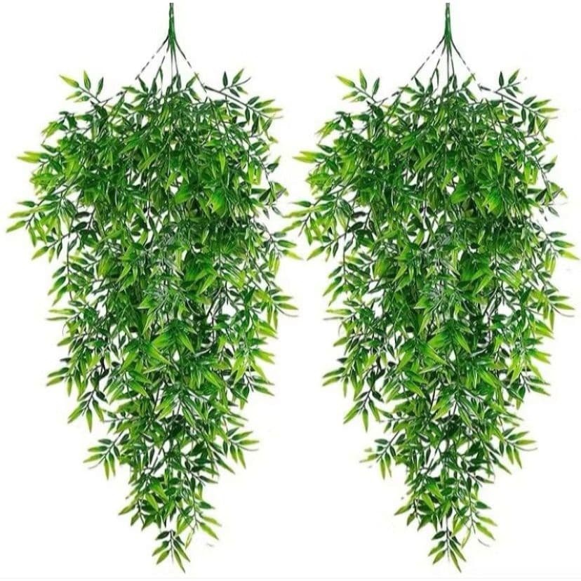 Pendentes De Bambu Kit com 3 Planta Artificial Folhas De Bambu Caída Decorativa