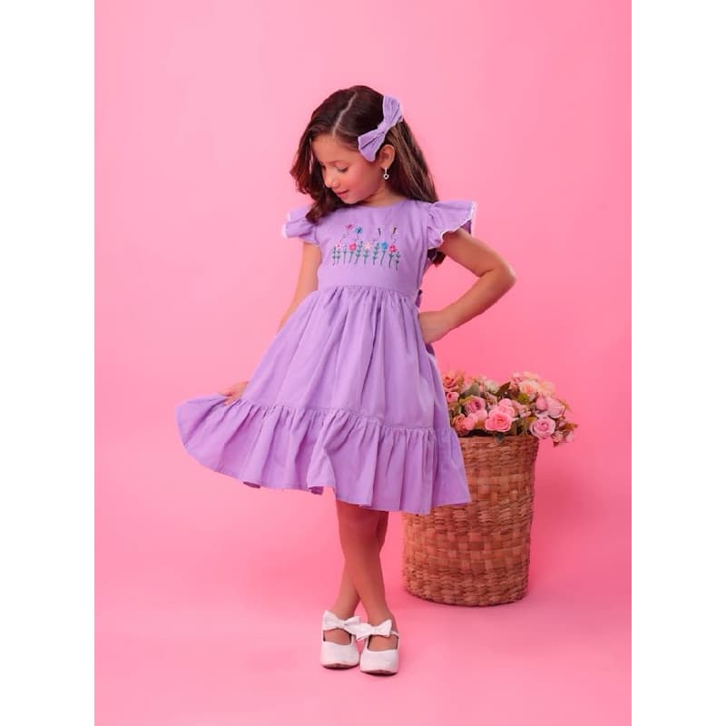 vestido infantil Natalie lilás festa lavanda aniversário laço