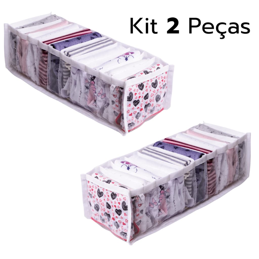 Kit 2 Colmeia Organizadora 40x10x10 Gaveta Roupas Bebês