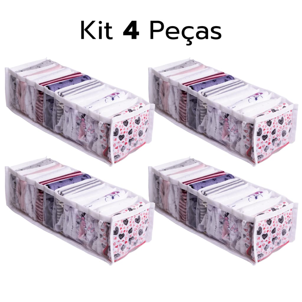 Kit 4 Colmeia Organizadora 40x10x10 Gaveta Roupas Bebês