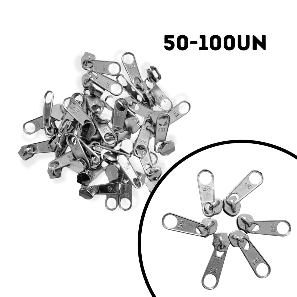 Cursor de ziper Número 5/6 - Kit com 50 ou 100 Unidades