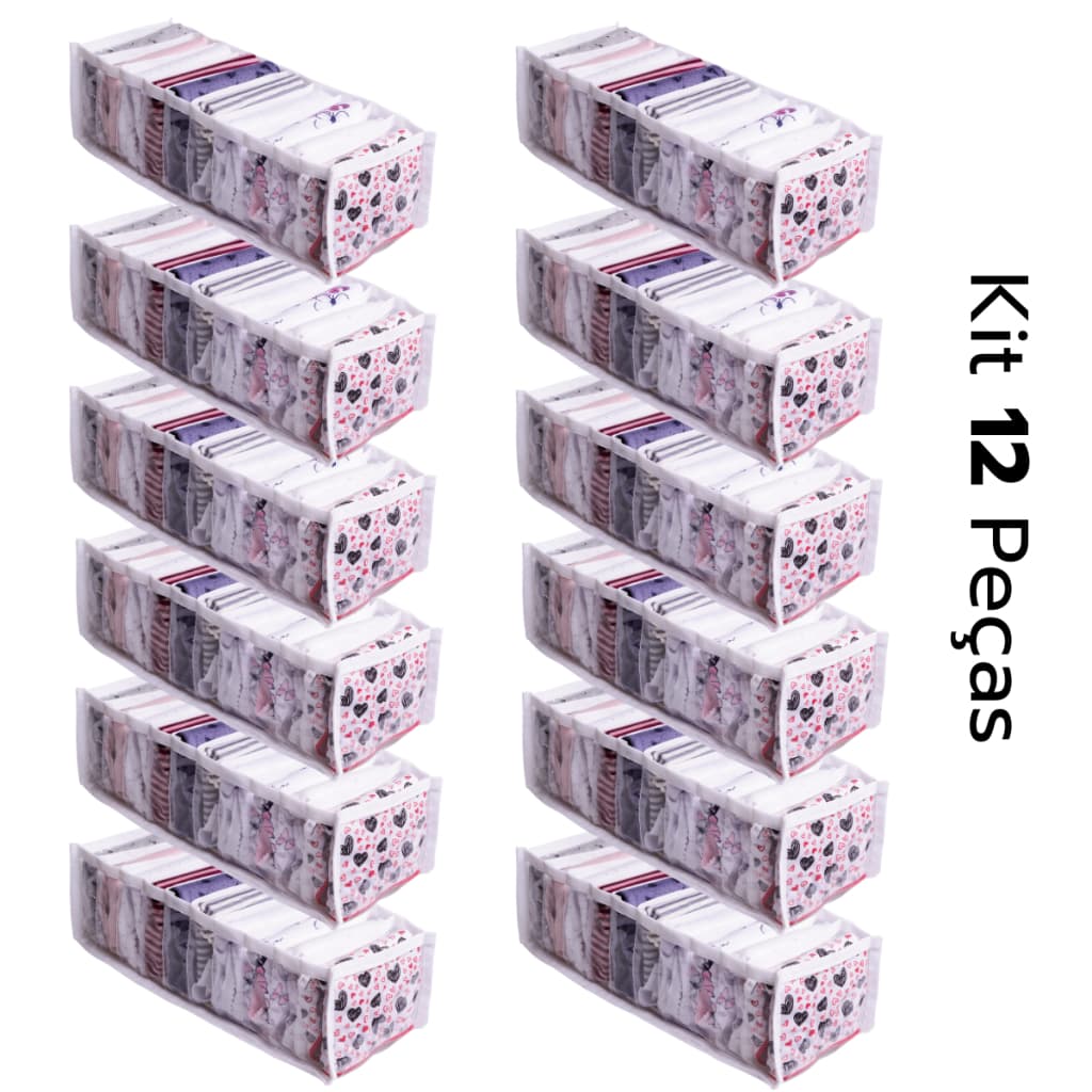 Kit 12 Colmeia Organizadora 40x10x10 Gaveta Roupas Bebês