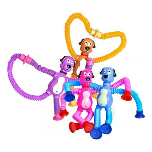 10 Un Pop It Estica Puxa Brinquedo Gruda Led Tubo Ventosa