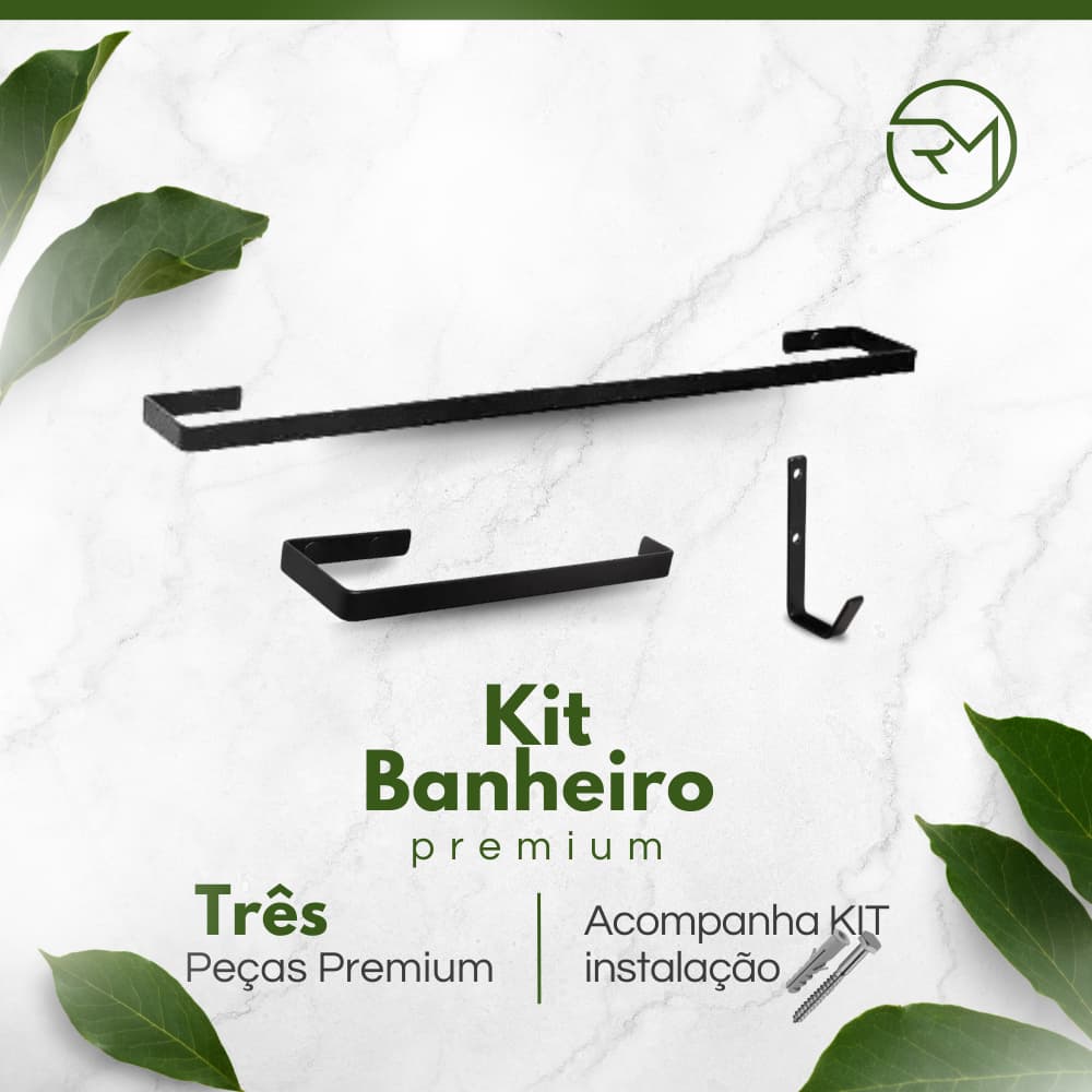 Kit 3  Suporte  Acessórios para Banheiro Porta  Toalha De Banho Toalha De Rosto  E Gancho Multi Uso