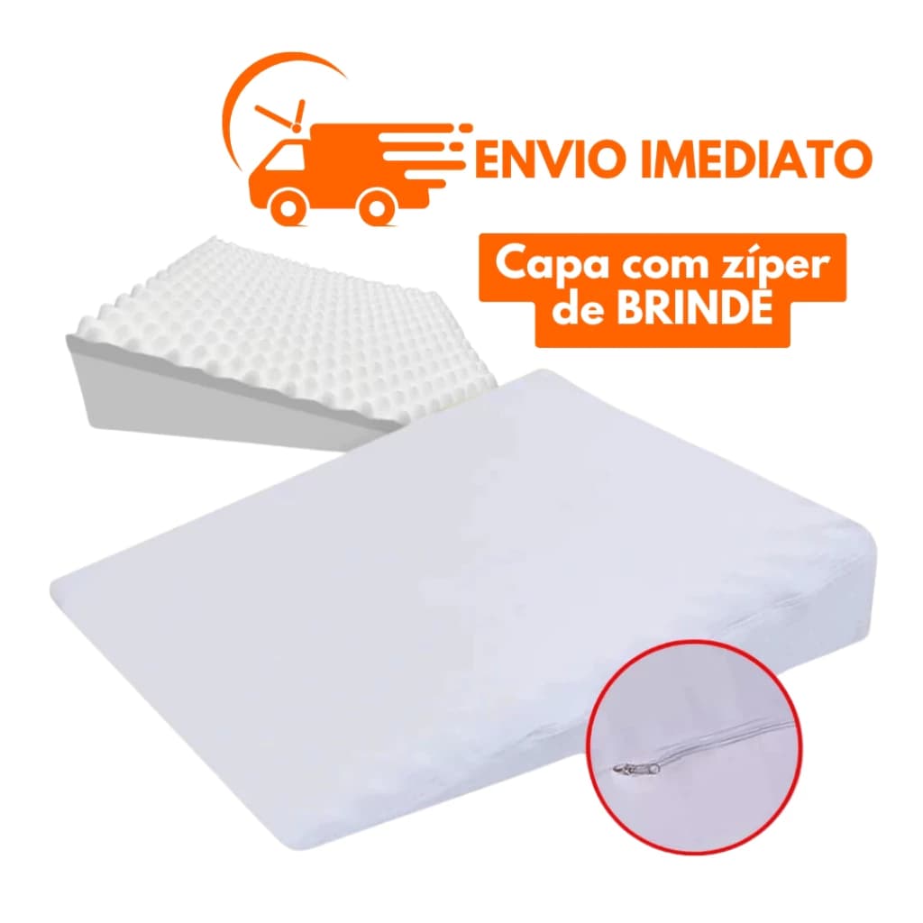 Travesseiro Rampa Anti-refluxo Adulto c/ Capa Berço Grávida Ativa Circulação Sanguínea Alivia Dor