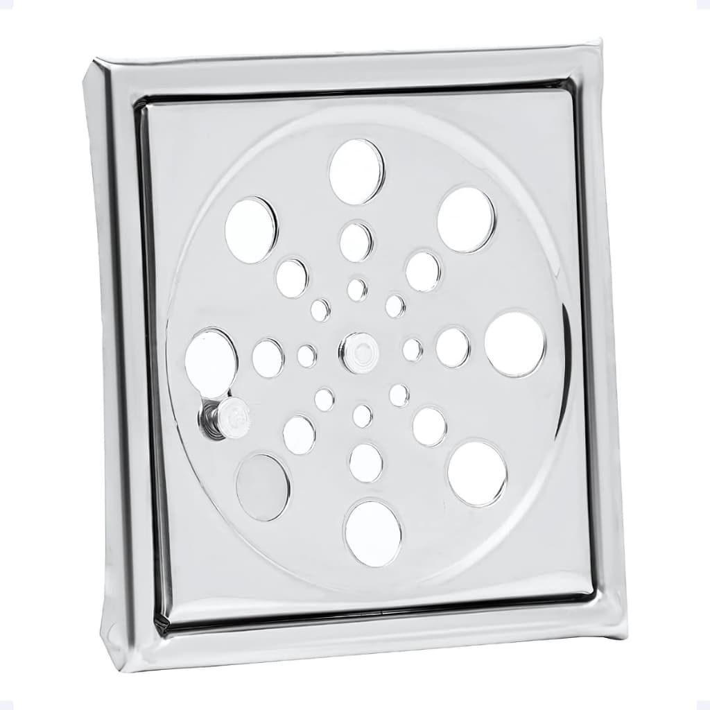 Ralo Grelha Quadrada Banheiro Aço Inox 15 x 15 cm Abre e Fecha Cromado