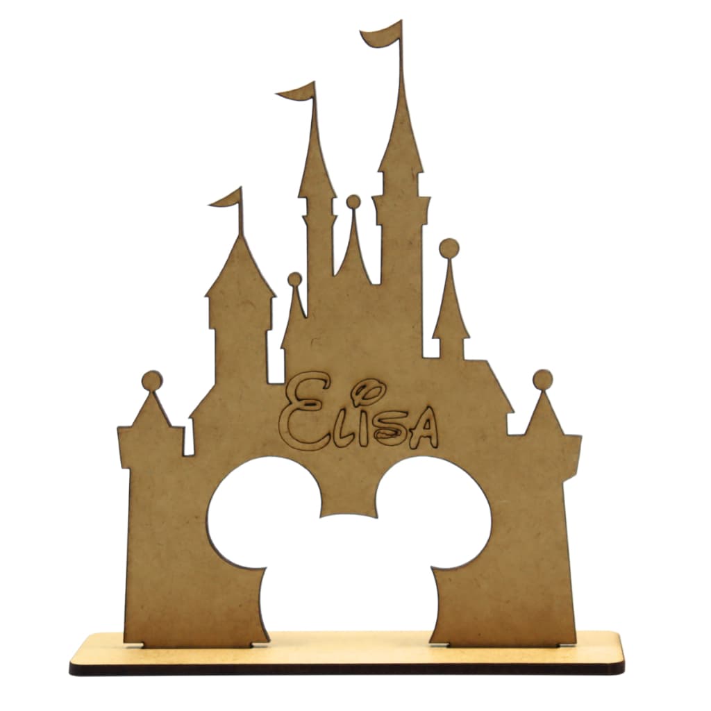 Kit  Peças Centro De Mesa Enfeite Decorativo Castelo Disney Com Nome Personalizado Mdf