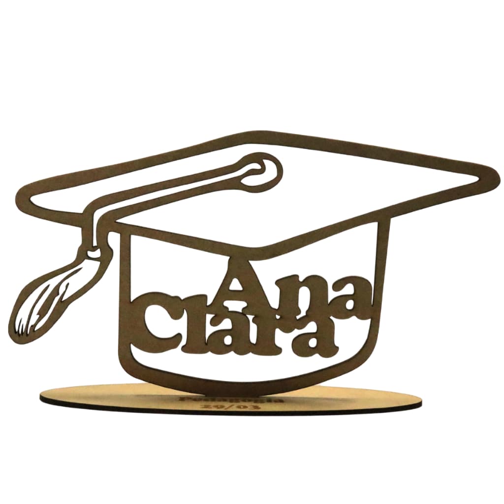 10 Centros De Mesa Capelo Formatura + Nome Feito Em Mdf 3mm