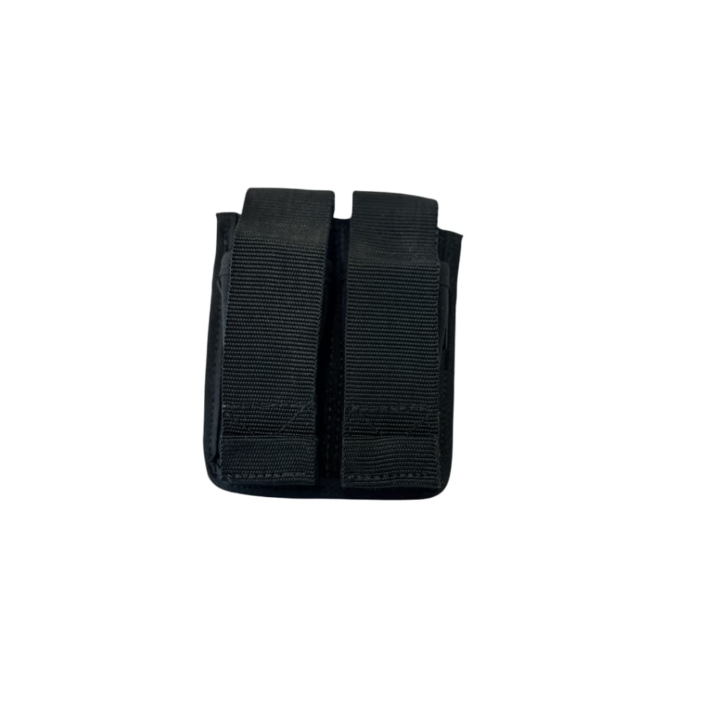 PORTA CARREGADOR PISTOLA DUPLO TÁTICO EM NYLON RESISTENTE PARA CINTURÃO PRETO