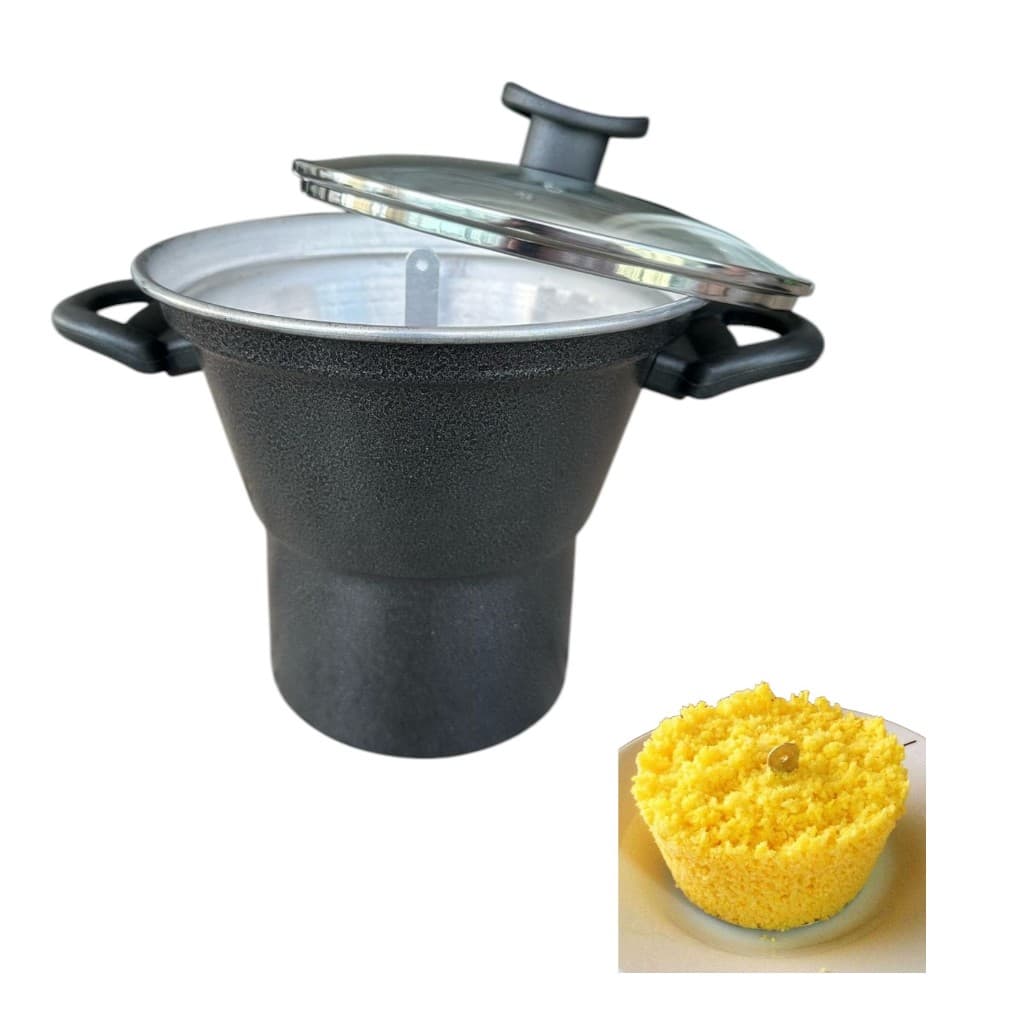 Cuscuzeira Tampa De Vidro 20cm Cuscuz Nordestino Paulista  Cozinha Alimentos a Vapor Grande