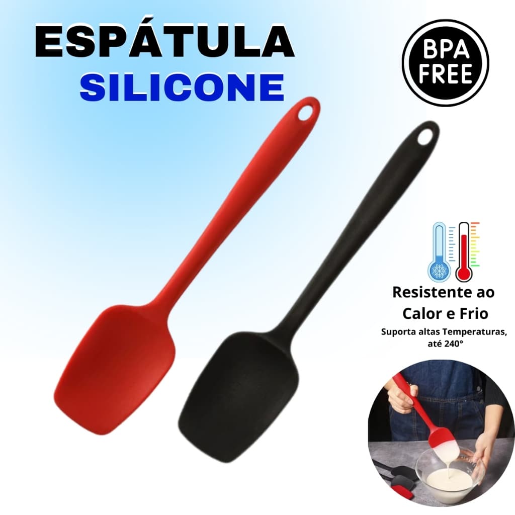 Espátula Colher de Silicone 27cm Grande Quadrada Tipo Colher