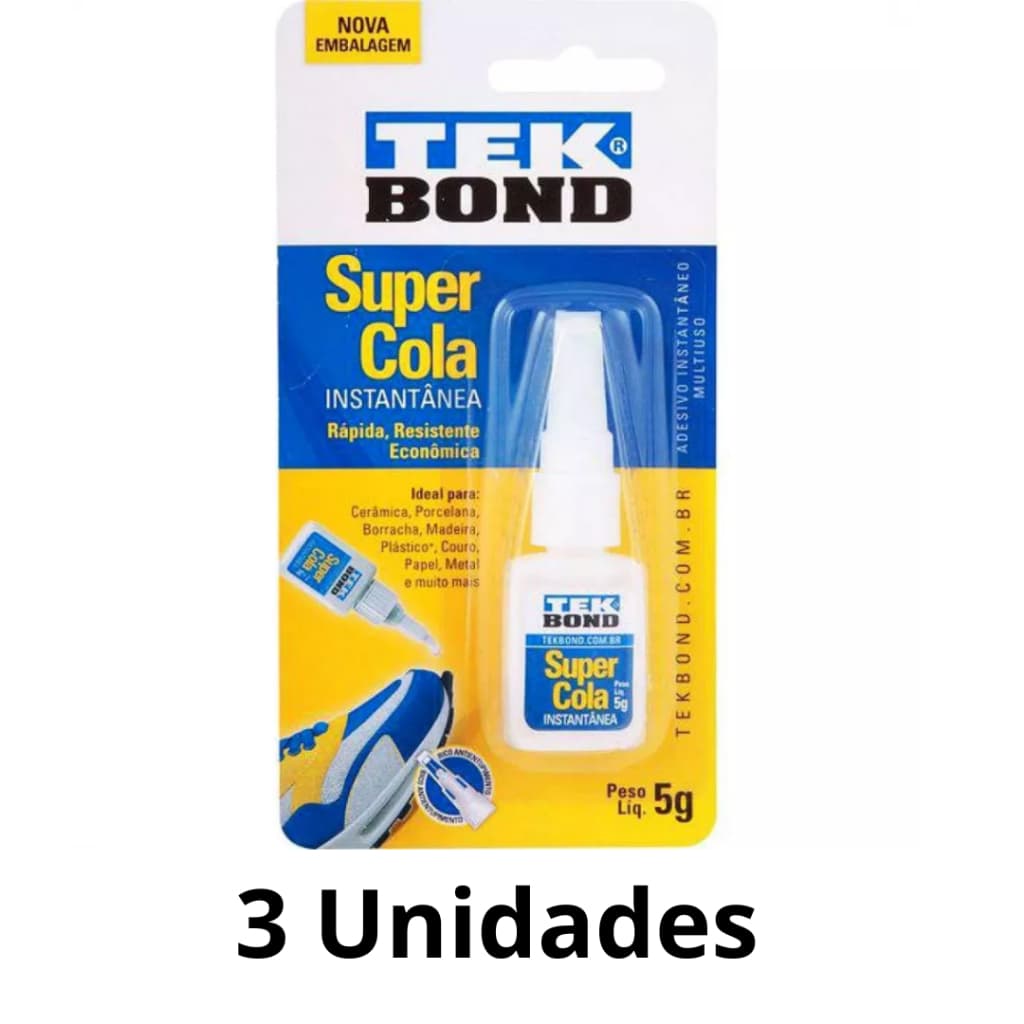 03 Super Cola Adesivo TekBond Instantânea 5gr Incolor