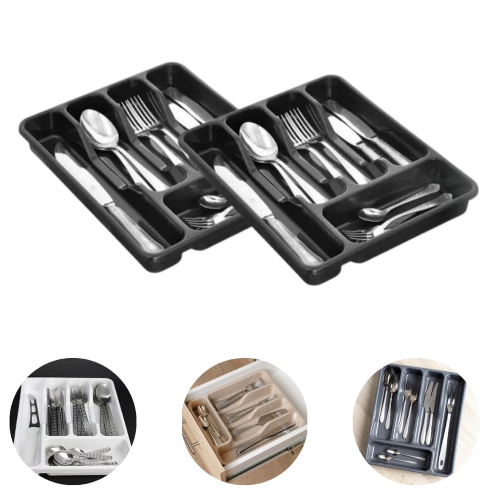 Kit 2 Porta Talher de Gaveta Organizador Garfo Faca Colher Utensilios Cozinha 5 Divisorias