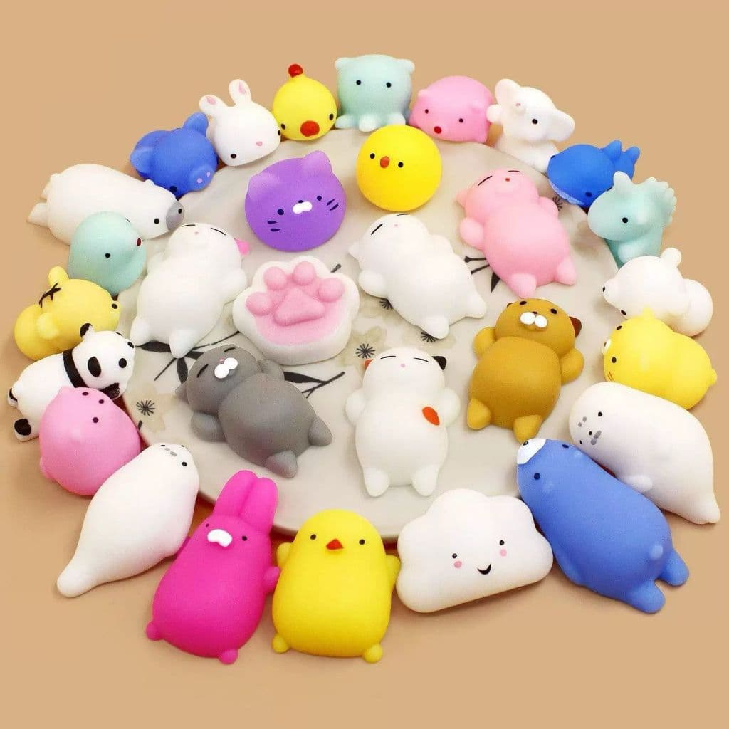 KIT COM 50/100/200 Peças Bichinhos Mochi Macio De Apertar Alivio Estresse Fidget