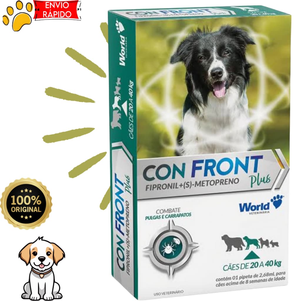 Confront Plus 2,68ml Remédio contra Pulgas e Carrapatos para Cães de 20 a 40kg- Na caixa.