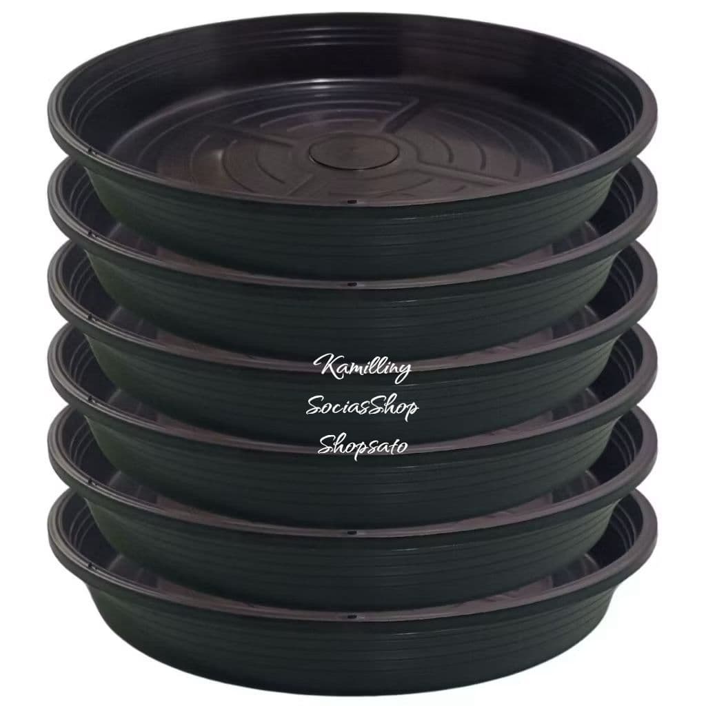 PRATO REDONDO PRETO PARA VASO TAMANHO P UTENSÍLIOS JARDINAGEM VASOS