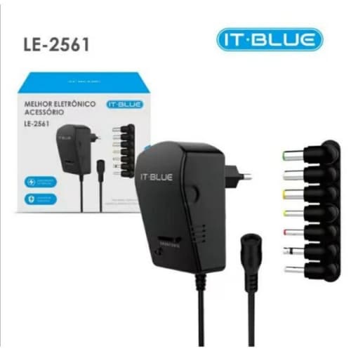 Fonte De Alimentaçao Universal 3/4.5/5/6/7.5/9/12v c/7pinos 3A 30W LE-2561 IT-BLUE