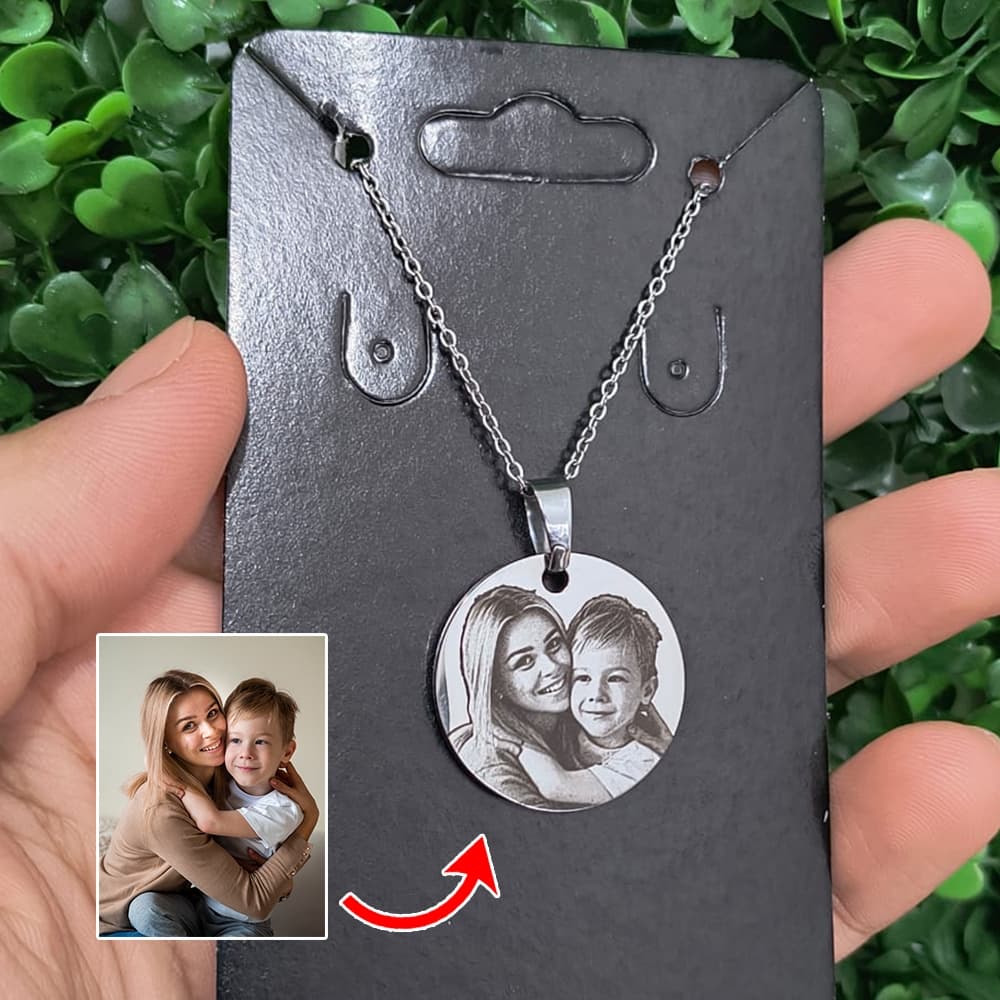 Colar Corrente Com Foto Personalizado a Laser - Presente Especial - Pais - Mães