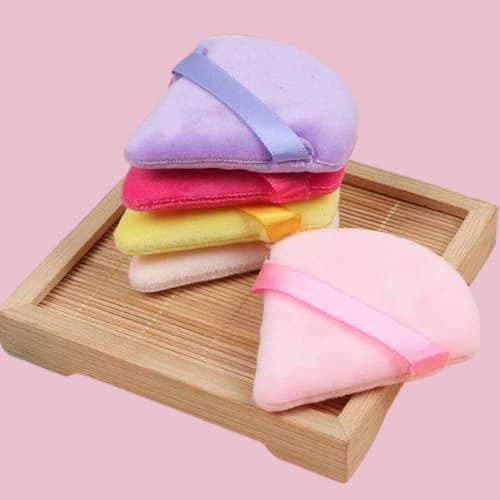 Kit Esponjas de Maquiagem Cantos formato Triangulo Puff Aveludada Acabamento Profissional