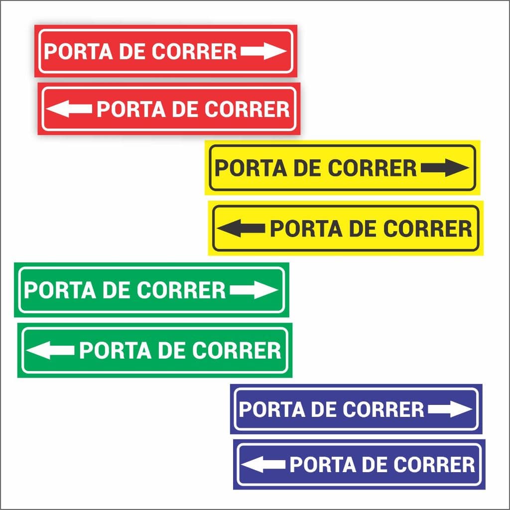Kit 02 Adesivos de Sinalização Porta de Correr Seta Direita e Seta Esquerda 25 x 05 cm
