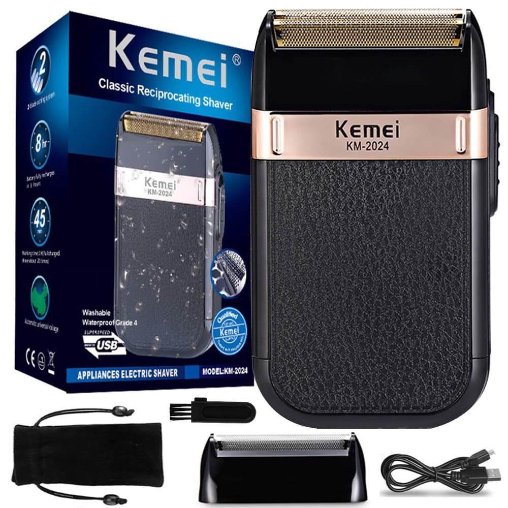 Maquina de barbear Barbeador elétrico sem fio recarregável Classic Shaver Kemei km-2024