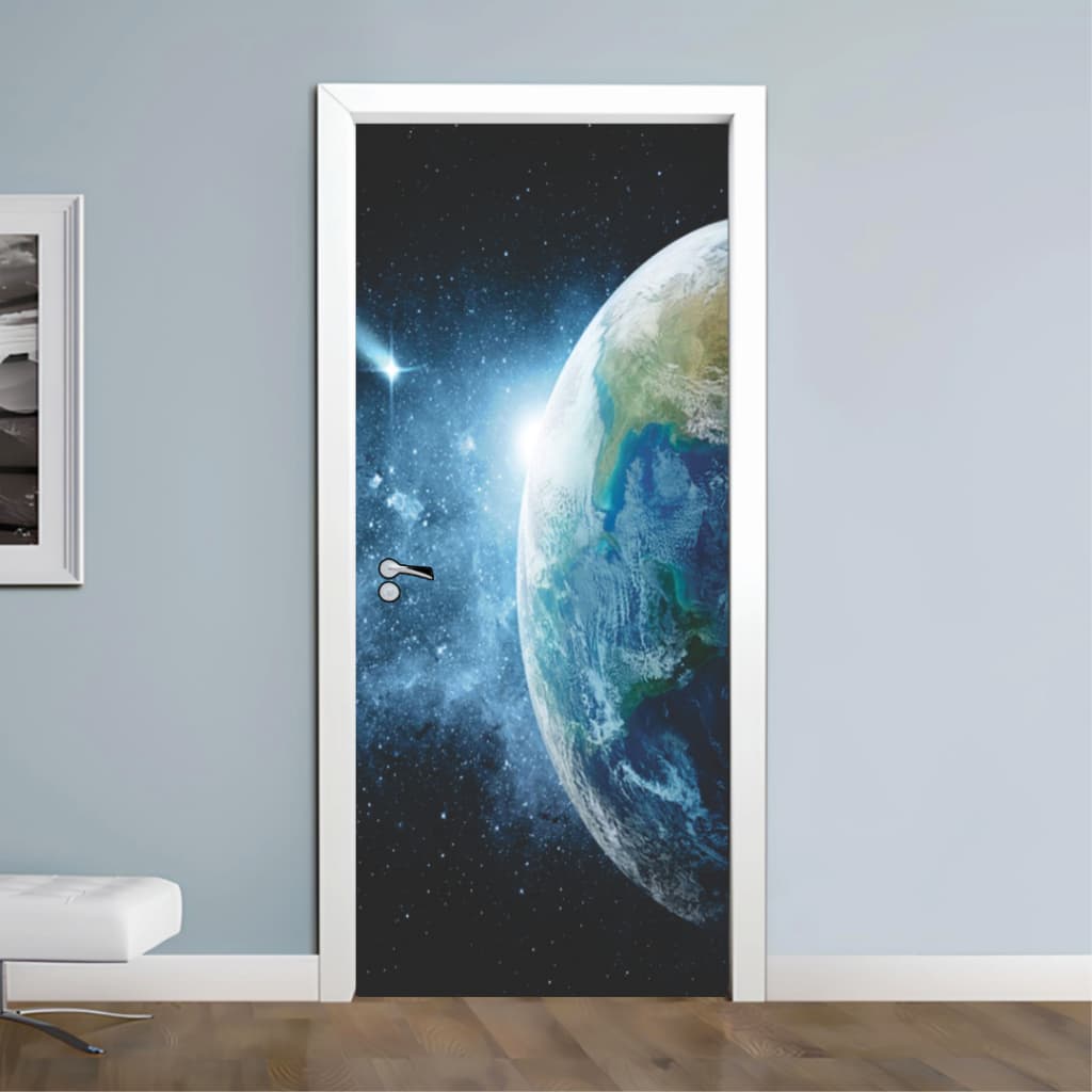 Adesivo para Porta Planeta Terra Decorativo Espaço 210x90