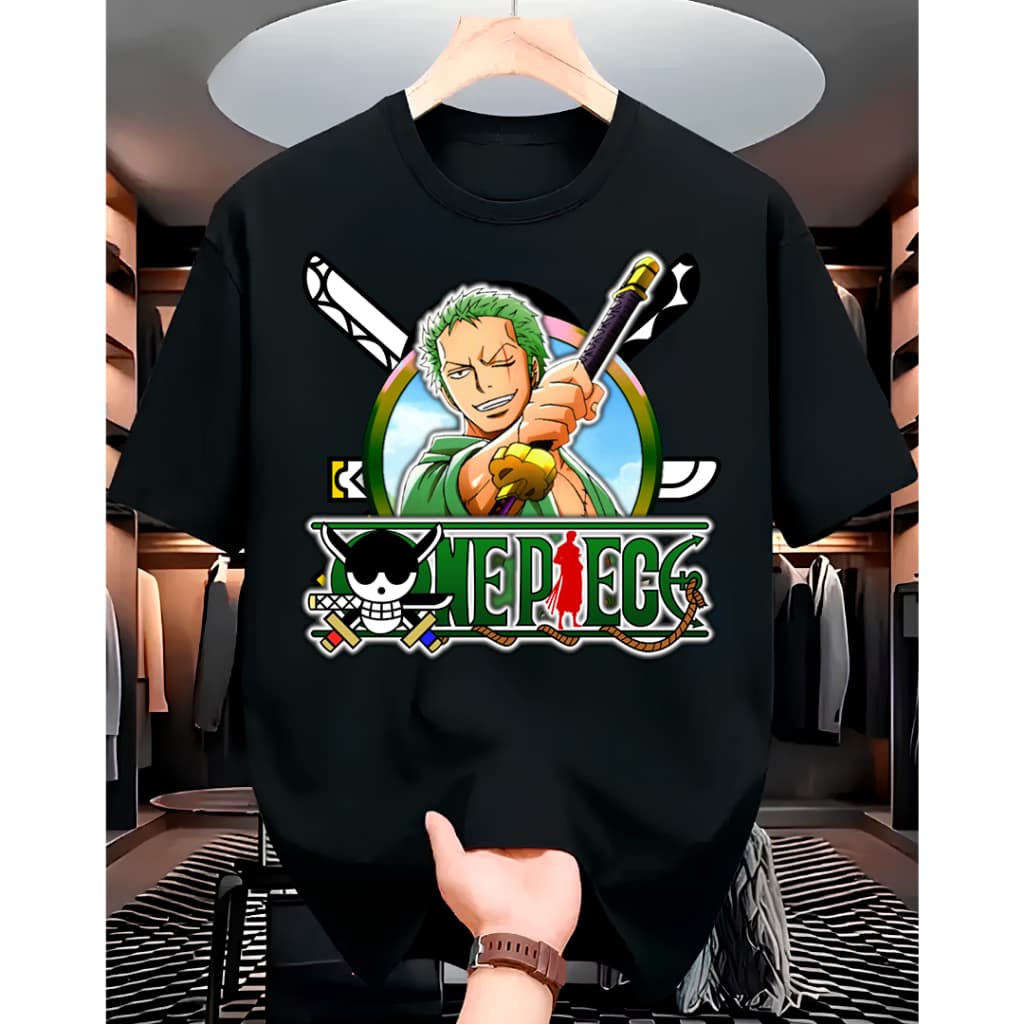Camiseta Roronoa Zoro Camisa One Piece Luffy Blusa de Anime 100% Algodão