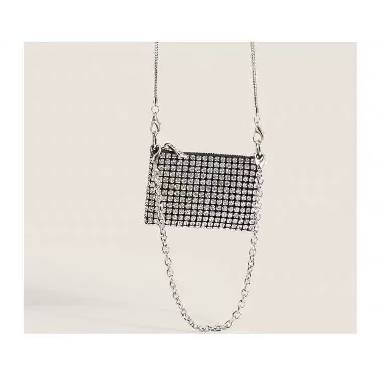 Bolsa mensageiro de corrente feminina High-End sensação nicho cravejado de diamantes bolsa para celular Mini bolsa peque