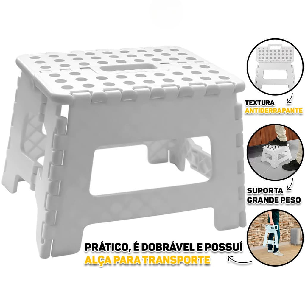 Banquinho Banqueta Multiuso Dobrável Retrátil Suporta até 150kg Camping Passeio Casa Lazer Viagem