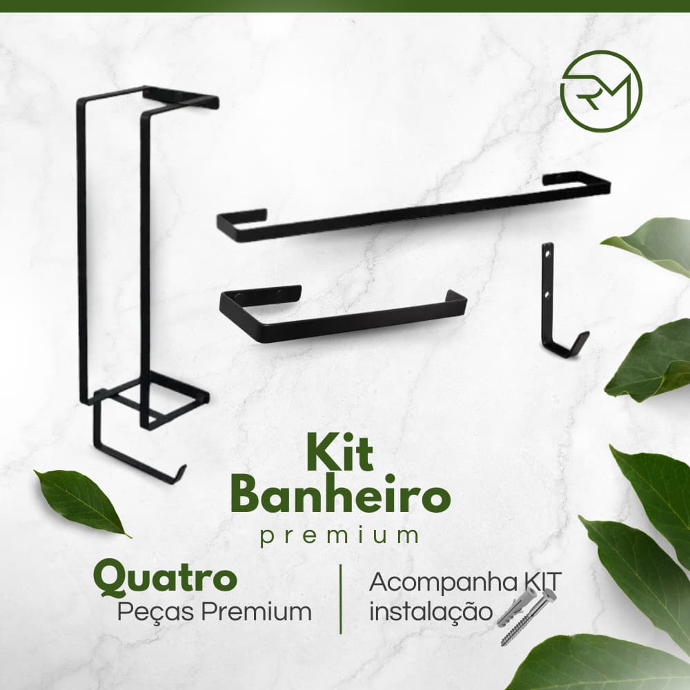 Kit para Banheiro Porta  Toalha De Banho Toalha De Rosto Porta Papel Higienico E Gancho Multi Uso