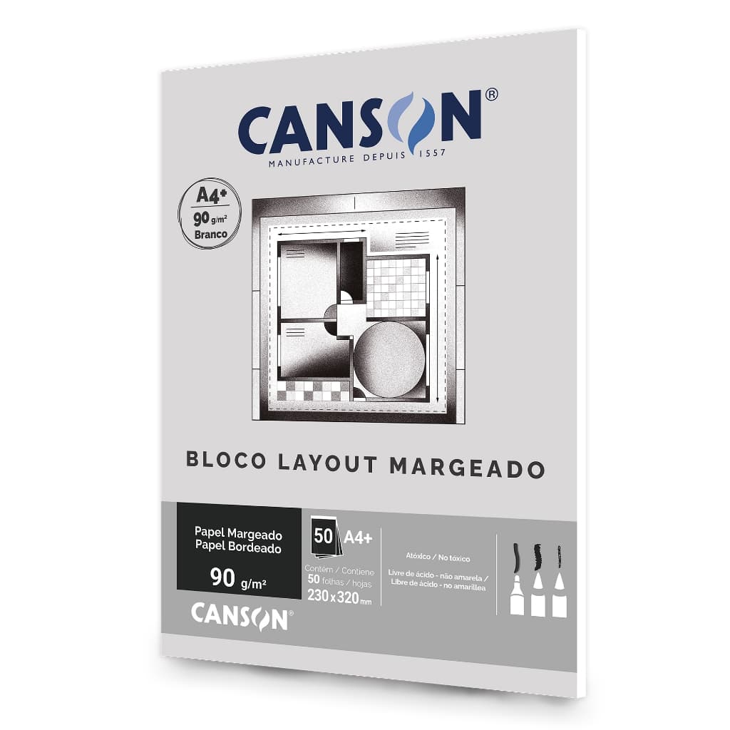 Bloco Canson Layout Margeado A4+ 50 Folhas 90g