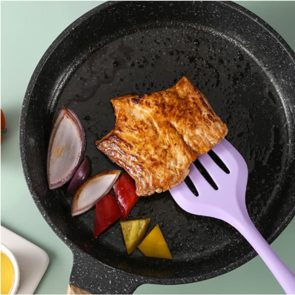 Espátula de Silicone Maciço Escumadeira Resistente ao Calor Livre de BPA 29,6x5Cm Cozinhar e Servir