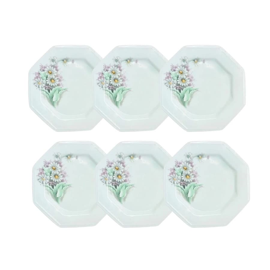 Jogo/Kit 6 Pratos Rasos Prisma Floral Porcelana Schmidt