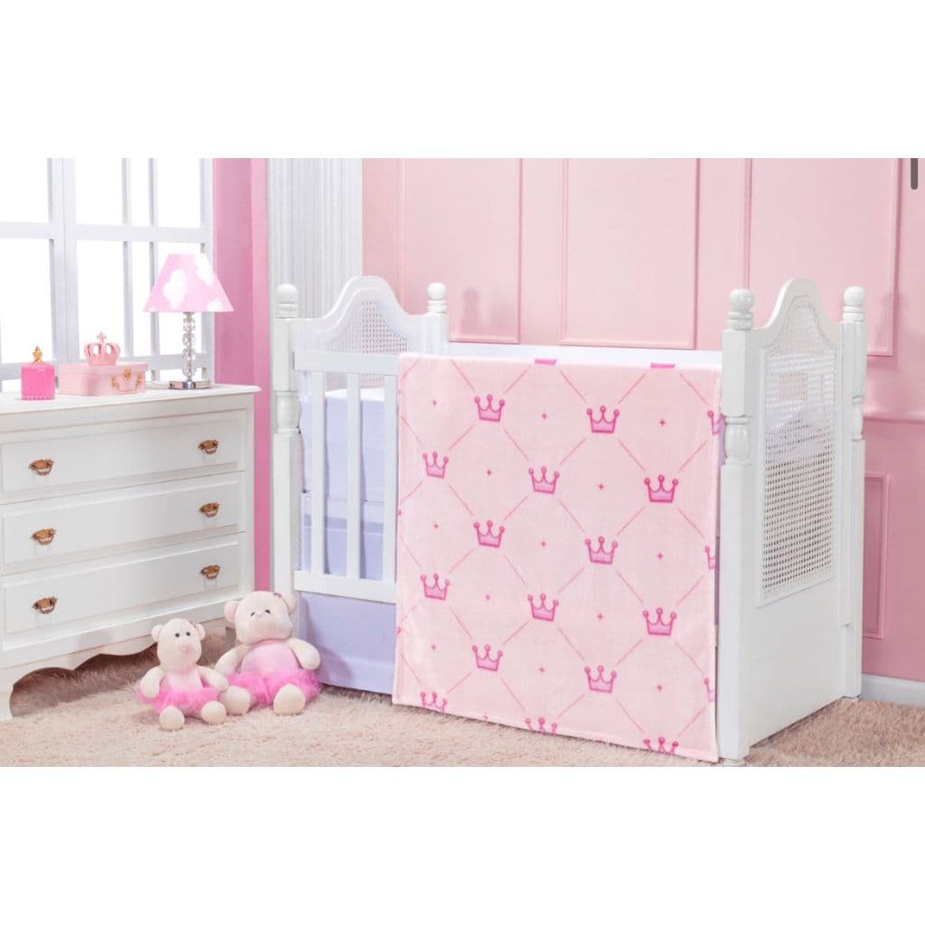Cobertor Bebe Neutro Antialergico Flannel Manta Enxoval Coroa