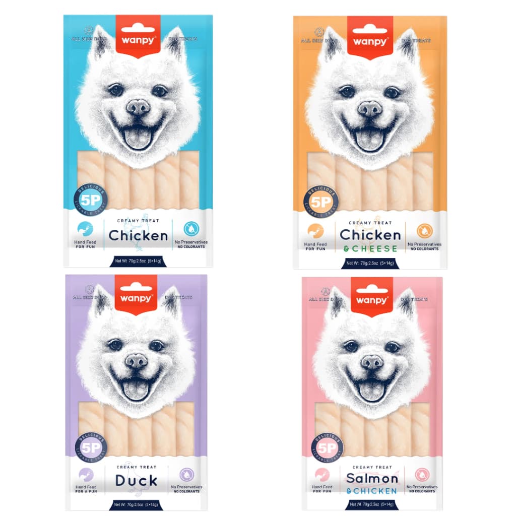 Wanpy Creamy Petisco Cremoso Para Cães Cachorro 14gx5 Tubos 70g