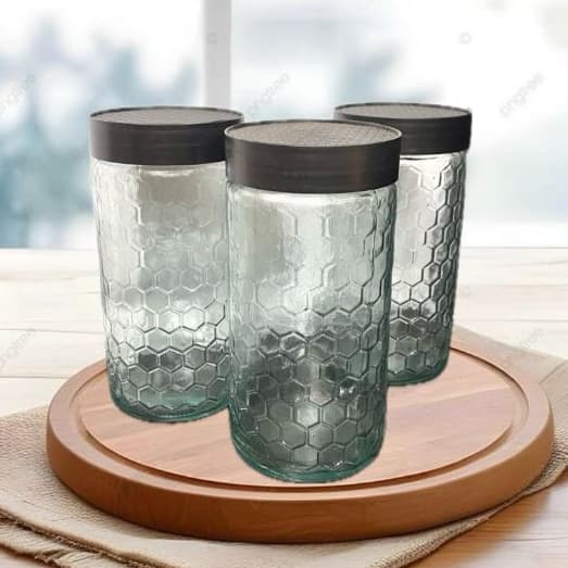Jogo De Potes 3 Peças Colmeia 1600ml