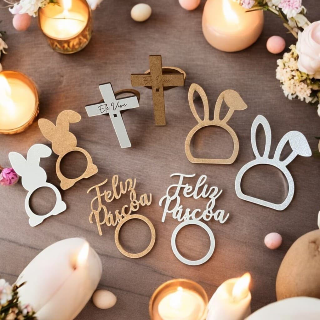 Kit Festa 10 Porta Guardanapo Mesa Decoração Lindos Mdf cru branco Páscoa Mesa Posta