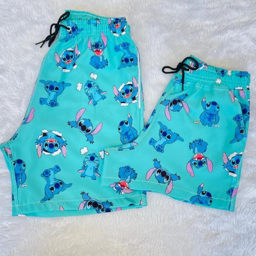 Conjunto Short Casal praia Mozão Tactel Com Elastano Mauricinho Bermuda Namorados Kit short casal