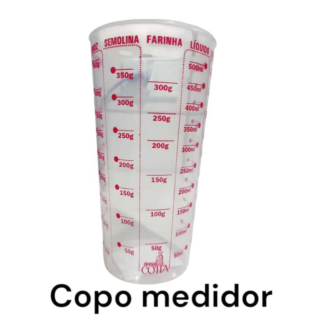 Copo Medidor Graduado de 500ml gramas sem tampa - Leve e Pratico -  Feito de Plástico.