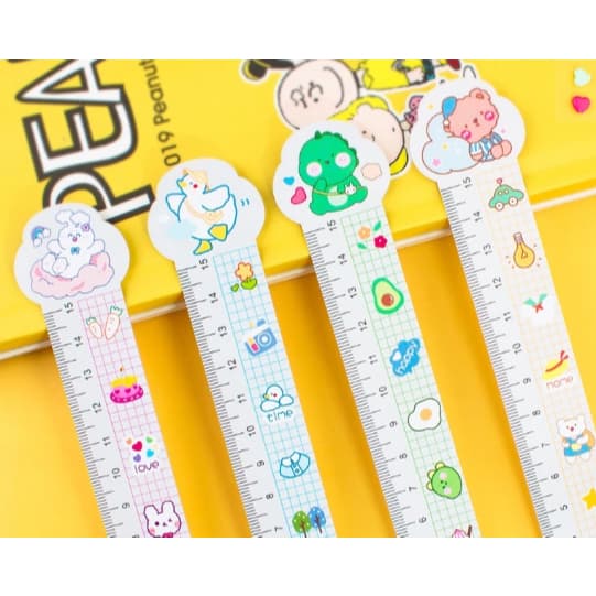 Régua Criativa E Fofa De Desenho Animado Macia De 15cm De Escala De Plástico Para Alunos Da Escola Primária Ferramenta D