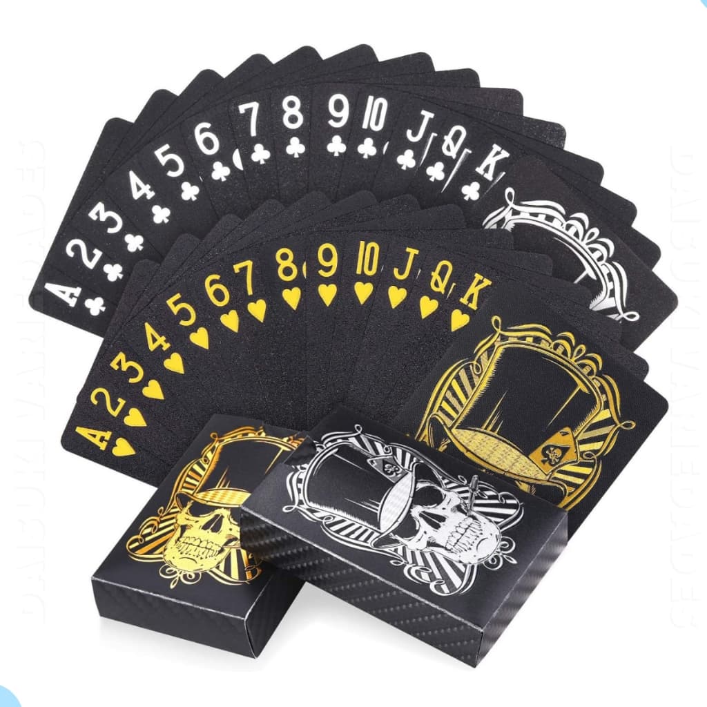 Jogo Baralho Cartas Caveira Skull Deck Com 54 Cartas Black e Ouro  à Prova D'Água