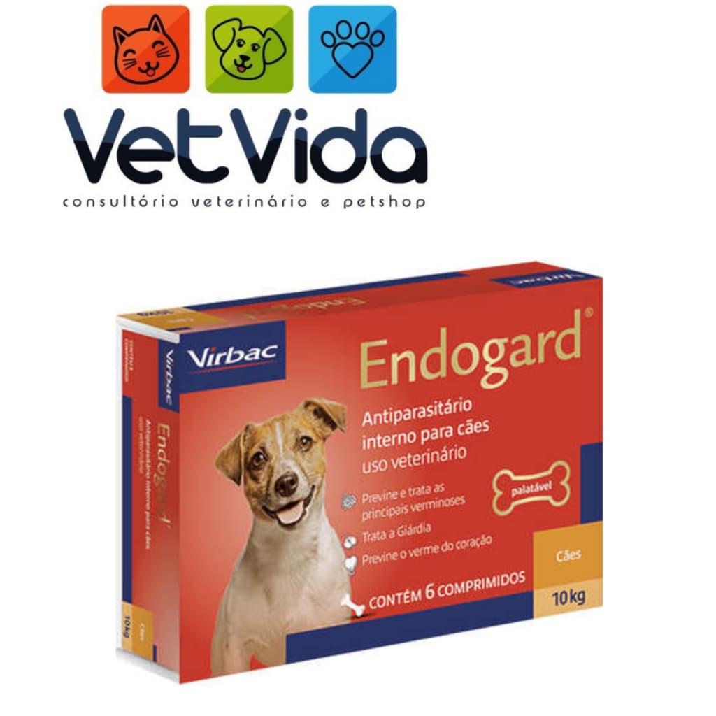 Vermifugo Virbac Endogar 2,5 kg caixa com 6 comprimidos.