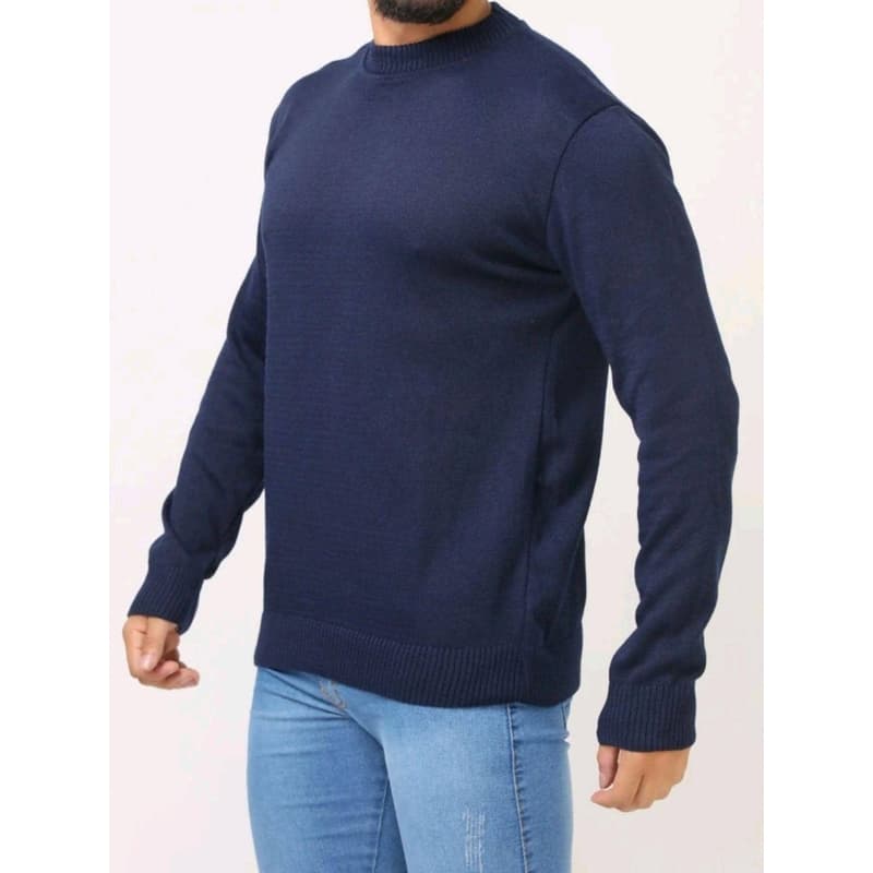 Suéter Masculino Tricô Blusa De Frio Gola Redonda poliéster algodão