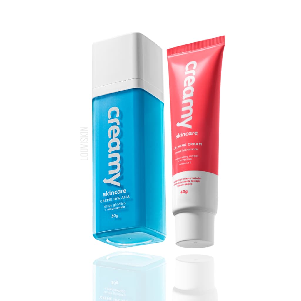 Kit Creamy Skincare Calming Cream e Ácido Glicólico - Poros e Cravos