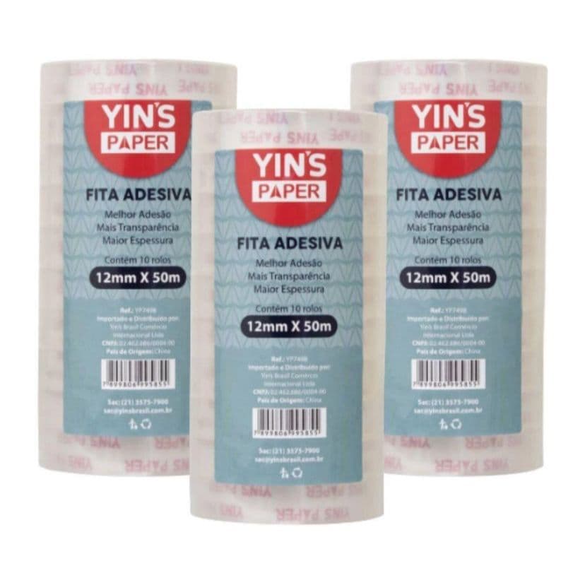 Fita Adesiva yin´s paper 12mm x 50m contém 10 rolos