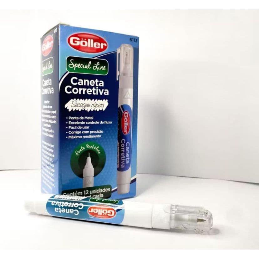 Caixa c/ 12 unidades de Caneta corretiva goller secagem rapida