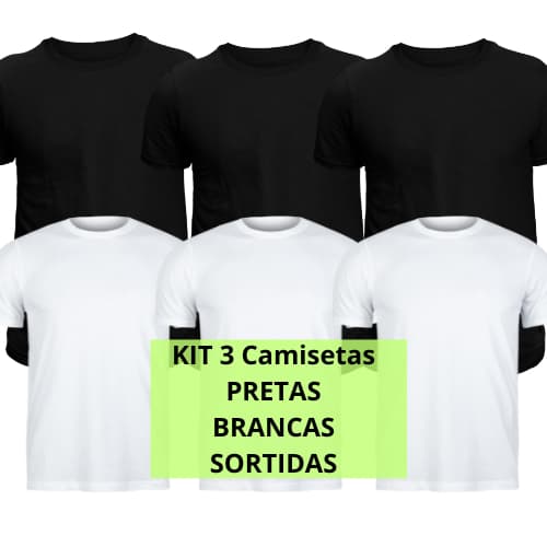 KIT 3 Camisetas Masculinas Lisas Básicas - 30.1 Penteado 100% Algodão - Dia a Dia - Musculação