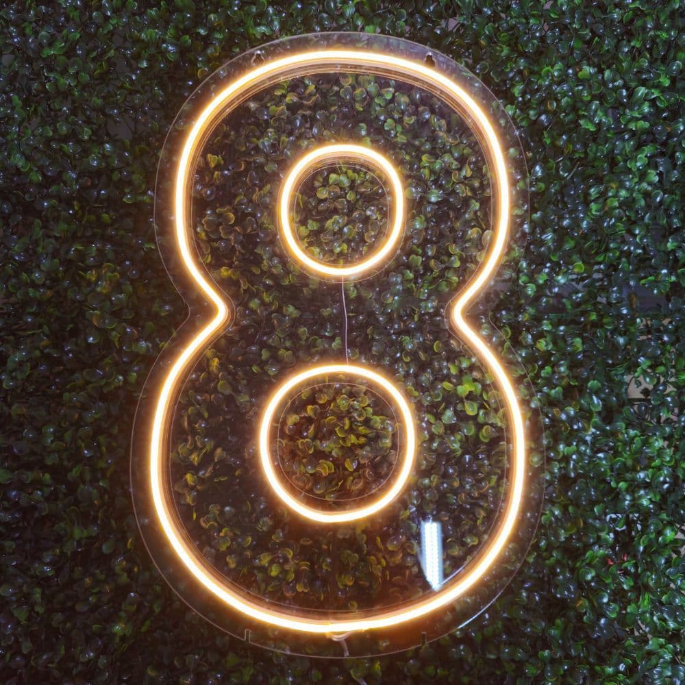 Número 8 Neon LED Oito 50 Cm Iluminado Festa Frio ou Quente